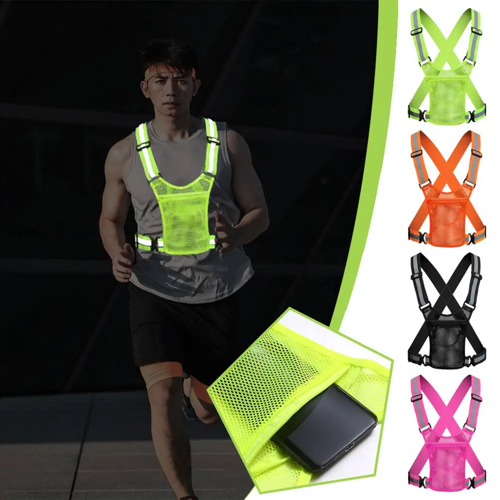 Running Gear Jacket - Reflektierende Sicherheitswesten, leichte, verstellbare, elastische Weste,