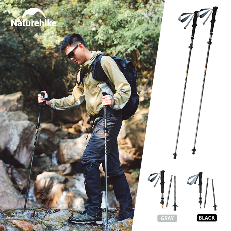 Trekking Pole Carbon - Naturehike Carbonfaser-Wanderstock Faltbare Kletterstöcke Ultraleichte Trekkingstöcke