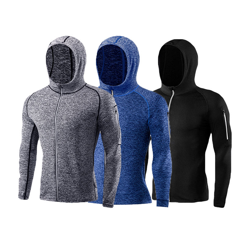 Running Gear Jacket - Herren Frühling/Herbst Enge Kompressions-Kapuzenjacke Sport-Hoodie für