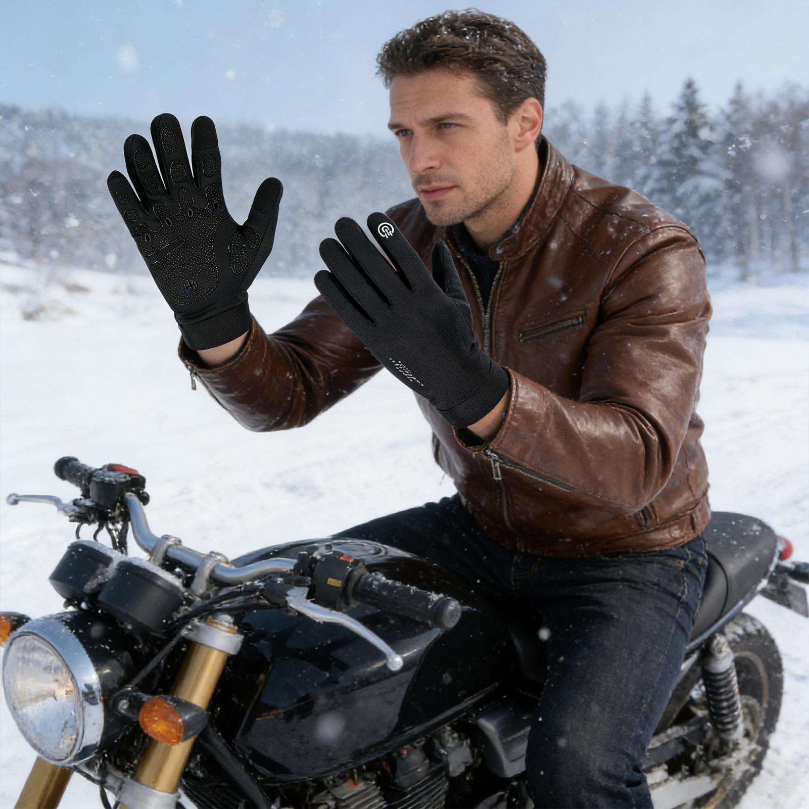 Running Gear Winter Men - Vollfinger-Schneehandschuhe für kaltes Wetter, Winter-Fahrradhandschuhe, Touchscreen-Schneehandschuhe