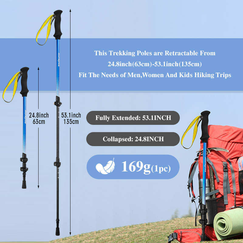 Gelber 3K-Kohlefaser-Trekkings – Trekking Pole Carbon Bewertung und Preis